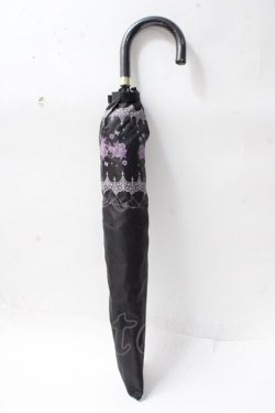 画像1: axes femme / 蝶×バラ柄晴雨兼用折傘  黒 Y-25-09-29-051-AX-ZA-SZ-ZY