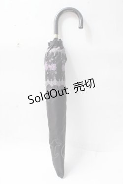 画像1: axes femme / 蝶×バラ柄晴雨兼用折傘  黒 Y-25-09-29-051-AX-ZA-SZ-ZY