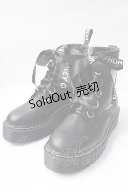 画像1: Honey Cinnamon / ハートレザーブーツ L ブラック Y-25-09-29-077-LO-SH-SZ-ZY