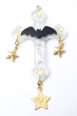 画像1: Angelic Pretty / Dream Bat Crossネックレス  クリア Y-25-09-29-009-AP-AC-SZ-ZY
