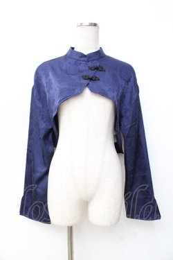 画像1: axes femme / 芍薬ジャガードチャイナボレロ  紺 Y-25-09-29-086-AX-TO-SZ-ZY