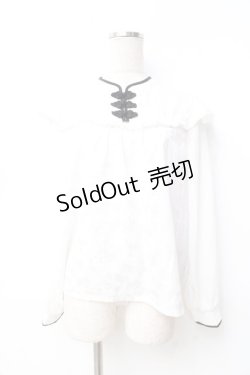 画像1: axes femme / チャイナ釦ジャカードブラウス  白 Y-25-09-29-087-AX-BL-SZ-ZI