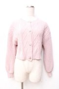 axes femme POETIQUE / ビジューボタンショートカーディガン  ピンク Y-25-09-29-088-AX-TO-SZ-ZY