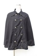 PUTUMAYO / ストライプダブルボタンケープ  黒 Y-25-09-29-091-PT-CO-SZ-ZY
