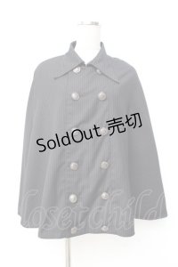 PUTUMAYO / ストライプダブルボタンケープ  黒 Y-25-09-29-091-PT-CO-SZ-ZY