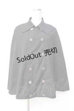 画像1: PUTUMAYO / ストライプダブルボタンケープ  黒 Y-25-09-29-091-PT-CO-SZ-ZY