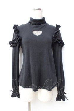 画像1: Angelic Pretty / Lacy Heartタートルネックカットソー  黒 Y-25-09-29-092-AP-TO-SZ-ZY