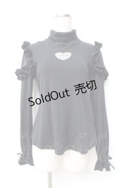 画像1: Angelic Pretty / Lacy Heartタートルネックカットソー  黒 Y-25-09-29-092-AP-TO-SZ-ZY