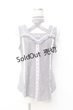 画像1: Ozz oneste / チョーカー風タンクトップ  グレー Y-25-09-29-094-OO-TO-AS-ZY