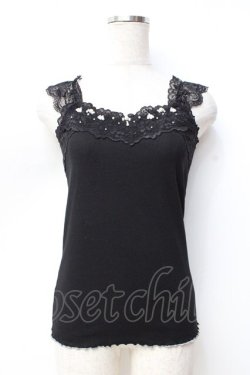 画像1: axes femme POETIQUE / パールレースデザインタンク  黒「 Y-25-09-29-111-AX-TO-SZ-ZY