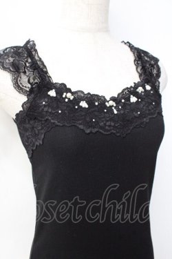 画像3: axes femme POETIQUE / パールレースデザインタンク  黒「 Y-25-09-29-111-AX-TO-SZ-ZY