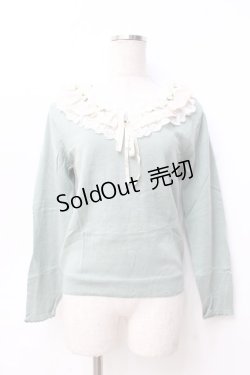 画像1: axes femme / シフォンフリルカラーニット  グリーン Y-25-09-29-114-AX-TO-SZ-ZY