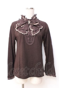 画像1: axes femme / レースビッグリボンカットソー  ブラウン Y-25-09-29-116-AX-TO-SZ-ZY