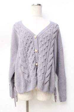 画像1: axes femme / サイドレースアップニットカーディガン M ラベンダー Y-25-09-29-118-AX-TO-SZ-ZY