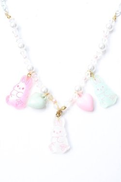画像1: Angelic Pretty / Gummy Bunnyネックレス  白 Y-25-09-29-002-AP-AC-SZ-ZY