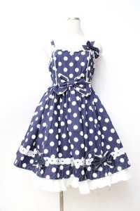 Angelic Pretty / ポルカドットジャンパースカート  紺 Y-25-09-29-126-AP-OP-SZ-ZY