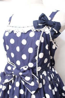 画像4: Angelic Pretty / ポルカドットジャンパースカート  紺 Y-25-09-29-126-AP-OP-SZ-ZY