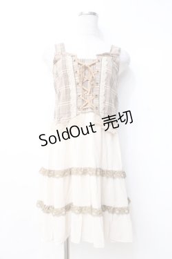 画像1: axes femme / タータンチェックフリルタックワンピース  ベージュ Y-25-09-29-129-AX-OP-SZ-ZY