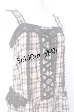 画像3: axes femme / チェック柄切り替えシャーリングキャミワンピース  ベージュ Y-25-09-29-130-AX-OP-SZ-ZY