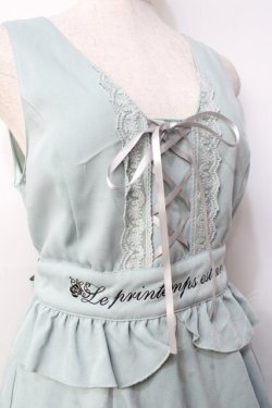 画像3: axes femme / ウエスト刺繍ジャンパースカート  ミント Y-25-09-29-132-AX-OP-SZ-ZY