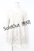 axes femme / パリ柄異素材切りかえプルオーバー  生成り Y-25-09-29-137-AX-TO-SZ-ZY