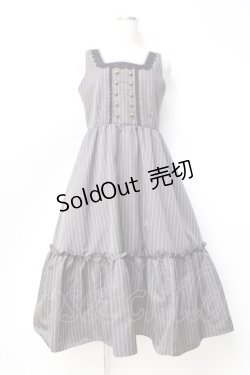 画像1: m petit by misako / TT*AOKストライプジャンパースカート L 中灰 Y-25-09-29-140-LO-OP-SZ-ZY