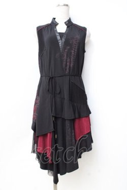 画像1: Ozz Croce / アシメメッシュワンピース  黒 Y-25-09-29-146-OO-OP-SZ-ZY