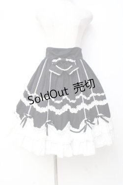 画像1: Angelic Pretty / スカラップドーリィスカート  黒×白 Y-25-09-29-148-AP-SK-SZ-ZY