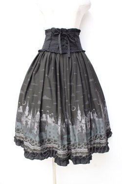 画像1: axes femme POETIQUE / ダークメルヘン柄ミディスカート  グリーン Y-25-09-29-150-AX-SK-SZ-ZY