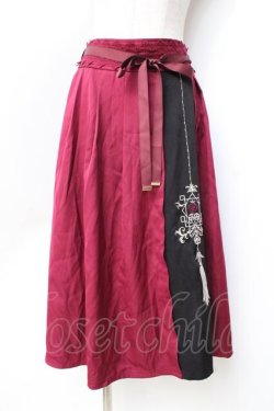 画像1: axes femme / チャイナ風刺繍スカート  ワイン Y-25-09-29-152-AX-SK-SZ-ZY