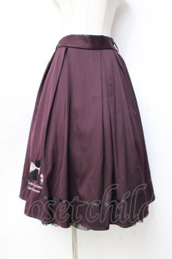 画像1: axes femme / 猫×メッセージ刺繍スカート  パープル Y-25-09-29-154-AX-SK-SZ-ZY