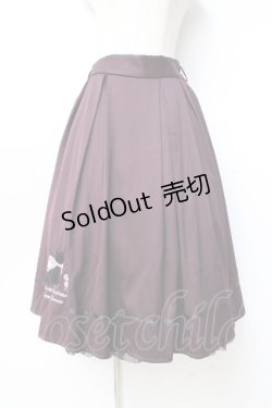 画像1: axes femme / 猫×メッセージ刺繍スカート  パープル Y-25-09-29-154-AX-SK-SZ-ZY
