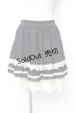 画像1: axes femme / 裾薔薇レースプリーツスカート  黒 Y-25-09-29-166-AX-SK-SZ-ZI