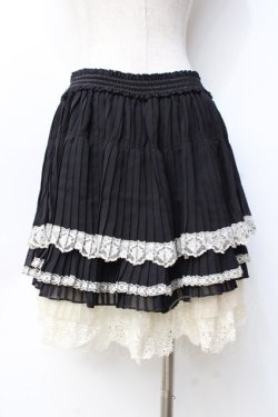 画像2: axes femme / 裾薔薇レースプリーツスカート  黒 Y-25-09-29-166-AX-SK-SZ-ZY