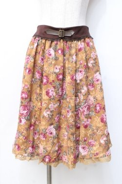 画像1: axes femme / 花柄JQ風プリントスカート  ブラウン Y-25-09-29-167-AX-SK-SZ-ZY