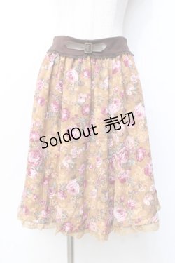 画像1: axes femme / 花柄JQ風プリントスカート  ブラウン Y-25-09-29-167-AX-SK-SZ-ZY