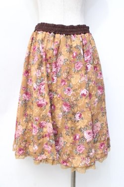画像2: axes femme / 花柄JQ風プリントスカート  ブラウン Y-25-09-29-167-AX-SK-SZ-ZY