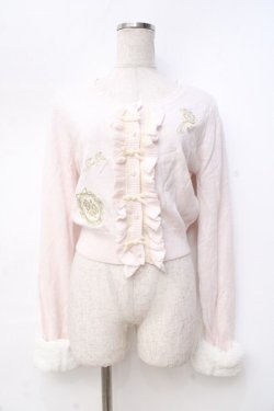 画像1: LIZ LISA / 袖ファー付き刺繍カーディガン 0 ピンク Y-25-09-29-168-LO-TO-SZ-ZY