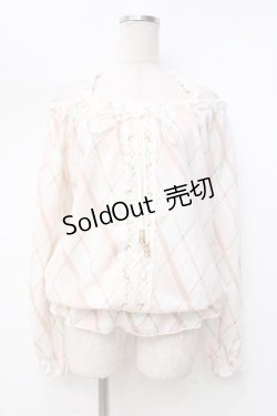 画像1: LIZ LISA / アーガイルチェック柄オフショルトップス 0 オフ×ピンク Y-25-09-29-171-LO-TO-SZ-ZY