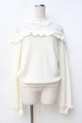 LIZ LISA / リボン通しフラワーニットトップス 0 オフ白 Y-25-09-29-186-LO-TO-SZ-ZI