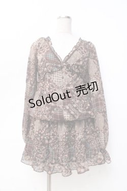 画像1: LIZ LISA / パッチワーク柄チェックシフォンワンピース 0 ブラウン Y-25-09-29-193-LO-OP-SZ-ZI