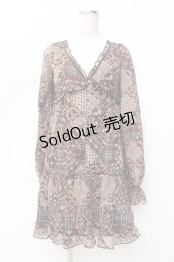 画像4: LIZ LISA / パッチワーク柄チェックシフォンワンピース 0 ブラウン Y-25-09-29-193-LO-OP-SZ-ZI