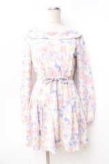 LIZ LISA / 水彩花柄ワンピース 0 サックス Y-25-09-29-194-LO-OP-SZ-ZI