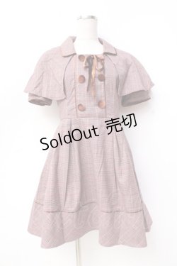 画像1: LIZ LISA / ケープ付きグレンチェックワンピース 0 ピンクブラウン Y-25-09-29-234-LO-OP-SZ-ZY