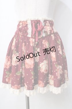 画像1: LIZ LISA / ローズ×ドット柄吊りスカート 0 ボルドー Y-25-09-29-257-LO-SK-SZ-ZY