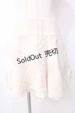 画像1: LIZ LISA / 裾レースチェック柄フレアスカート 0 ピンク×アイボリー Y-25-09-29-265-LO-SK-SZ-ZY