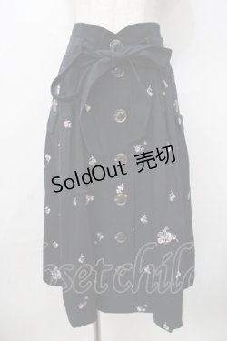 画像1: LIZ LISA / 小花刺繍スカート 0 紺 Y-25-09-29-288-LO-SK-SZ-ZI