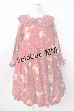画像1: PINK HOUSE / strawberry choco bearプリントミディワンピース  赤 Y-25-09-30-004-LO-OP-AS-ZY