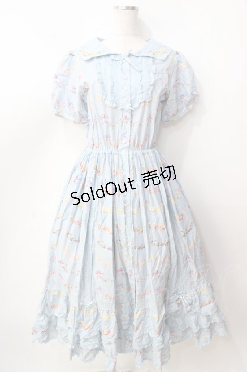 画像1: PINK HOUSE / le langage des fleurs ptワンピース  サックス Y-25-09-30-006-LO-OP-AS-ZY (1)