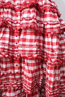 画像4: PINK HOUSE / ギンガムチェックロングワンピース  赤ｘ白 Y-25-09-30-007-LO-OP-SZ-ZY